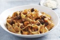 Pappardelle with lamb and pumpkin in red wine and garlic sauce.