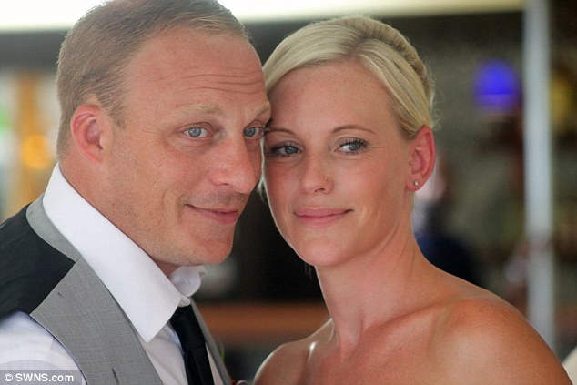 John and Sarah Wenham on their wedding day in Cuba, as the bride's wound is concealed