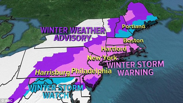Winter storm warnings, watches and advisories are currently in effect for most of the Northeast 