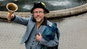 Canberra's new town crier Joe McGrail-Batup has officially made his first cry. Photo: Jamila Toderas