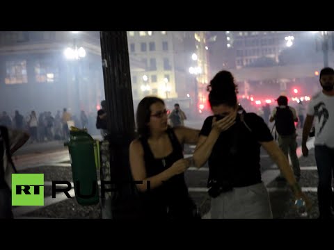 Tear gas grenades, fire & chaos: Brazil gripped by protest over transit prices hike