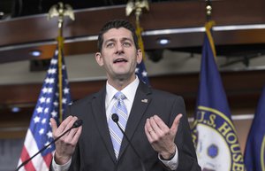 House Speaker Paul Ryan of Wis. talks to reporters on Capitol Hill in Washington, Thursday, Jan. 7, 2016, about his 2016 agenda and GOP efforts to repeal Obamacare, formally known as The Affordable Care Act.