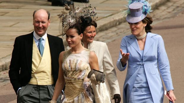 Tara Palmer-Tomkinson and family following the marriage of Prince Charles and Camilla Parker Bowles at Windsor Castle on ...