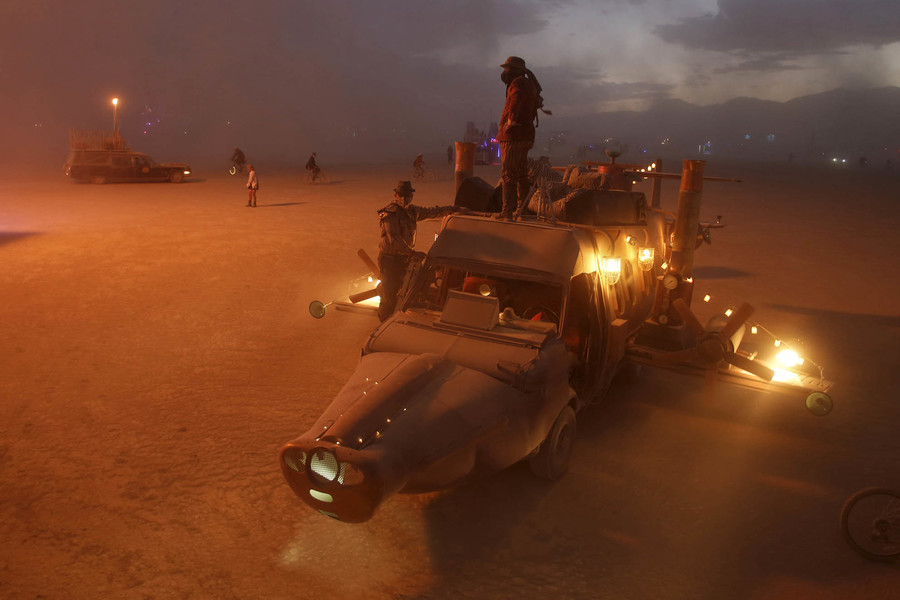 Mutant vehicles are seen as approximately 70,000 people gather for the 30th annual Burning Man arts and music festival in the Black Rock Desert, Nevada, U.S.  September 3, 2016. (Jim Urquhart,Reuters)