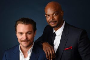 Clayne Crawford, left, and Damon Wayans Sr., cast members in the FOX series "Lethal Weapon," pose together for a ...