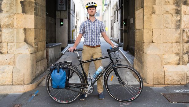 Cyclist Simon Vincett regularly makes a nine-kilometre ride to work in the CBD