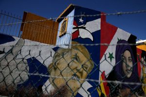 A mural of U.S. President Donald Trump is displayed on the side of a home on January 27, 2017 in Tijuana, Mexico. 