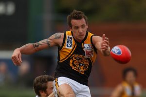 Former West Coast Eagle Ben Sharp playing for Werribee in a VFL semi-final against Casey in 2011.