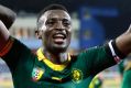 Cameroon's Benjamin Moukandjo celebrate with his teammates.