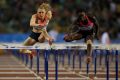 Dawn Harper-Nelson (right)  competing against Australia's Sally Pearson.