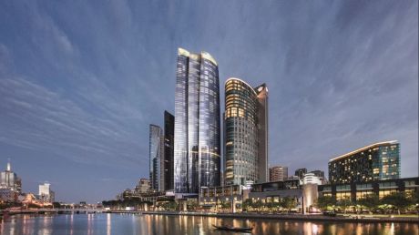 An artist's impression of Crown's 90-storey tower, from the Yarra River. 