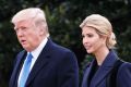 US President Donald Trump and his daughter Ivanka walk to board Marine One on the South Lawn of the White House in ...