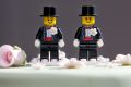 Two Lego men decorate the top of Paul McCarthy and Trent Kandler's wedding cake. The Australian couple was flown to ...