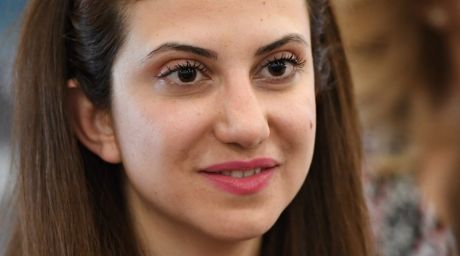 Razan Ozon, 29, is a Christian refugee from Old Homs, Syria whose ticket was paid for by the Barnabas Fund, as part of ...