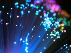 Light streams through fibre optic cables