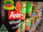 Australian tinned tomatoes on the supermarket shelves