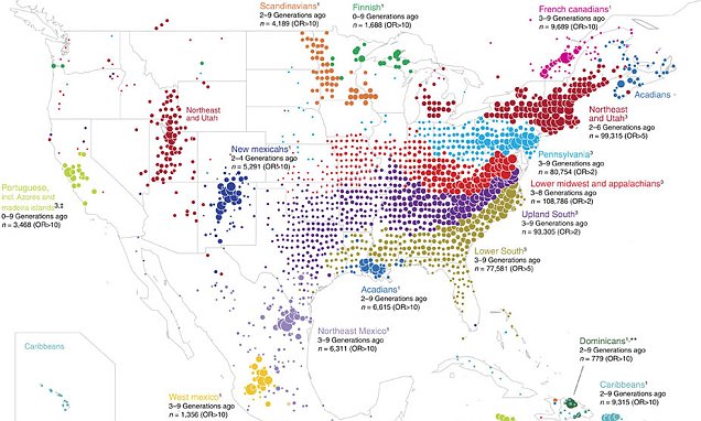 Maps of America shows ancestral origins of each part