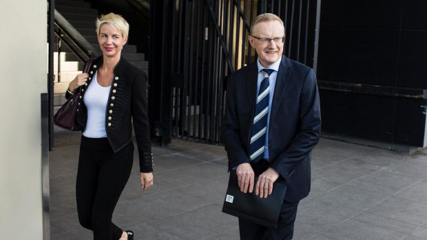 RBA Governor Philip Lowe arrives to give his first speech as Governor of the Reserve Bank of Australia.