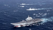 China's Liaoning aircraft carrier with accompanying fleet in the South China Sea.