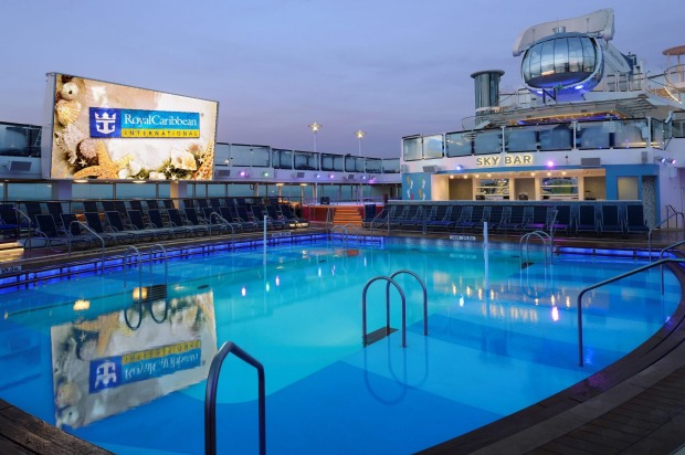 The pool deck on Ovation of the Seas.