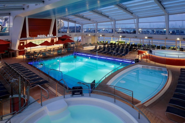 The pool solarium on Ovation of the Seas.