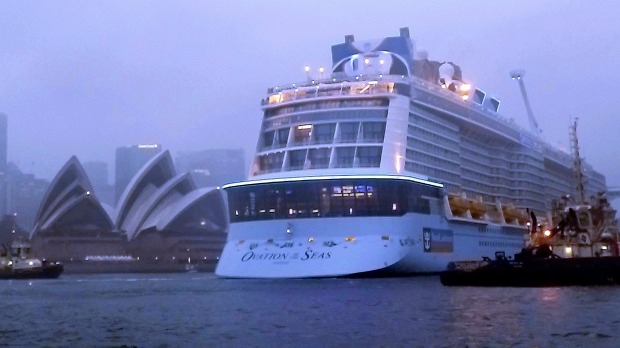 Ovation of the Seas arrives in Sydney for the first time.