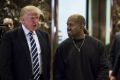 Donald Trump, left, and Kanye West in the lobby of Trump Tower in New York in December. 