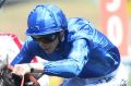 Jockey James Doyle rides Veranillo to win The Hinchinbrook Plate at Royal Randwick racecourse. 