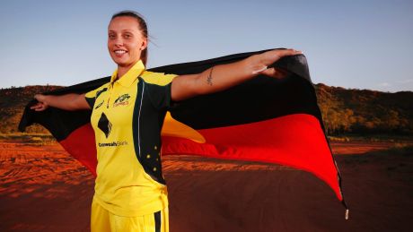 Just the second Indigenous female to play for Australia, Ashleigh Gardner poses for a photo in Alice Springs this week.