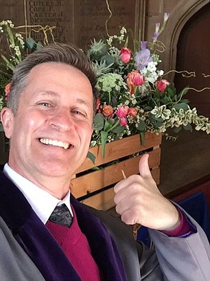 One Instagram user showed off his funeral look, snapping a selfie while wearing sunglasses at his cousin's memorial service (left). Another man took to the social network to thank the florist which provided blooms for his grandmother's funeral (right)