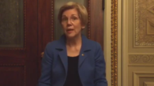 Democrat senator Elizabeth Warren delivers a speech on Facebook live