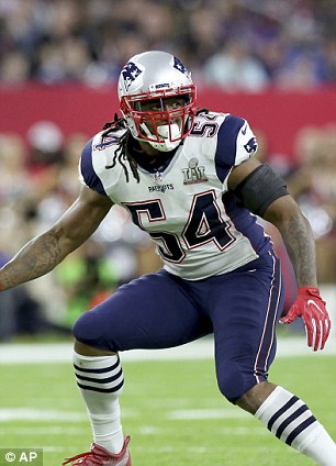 Hightower is pictured above during the Super Bowl game against the Atlanta Falcons on Sunday