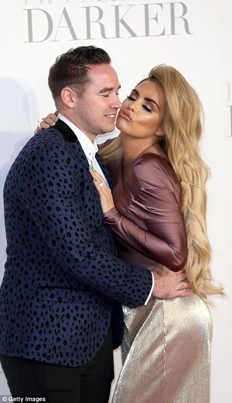 Loving display: The buxom mother-of-five and her husband Kieran Hayler cosied up on the red carpet