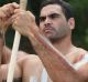 Role model: Greg Inglis makes a spear during the Indigenous All Stars camp.