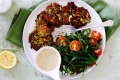 Zucchini and haloumi fritters