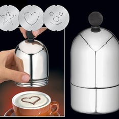  - Cilio Coffee Decorating Dredger with 3 Stencils - Tea & Coffee Making Accessories