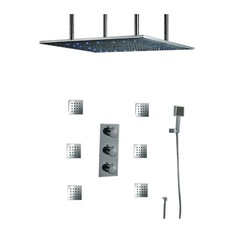 Fontana Showers - Ceiling Shower Rain Head Set With Shower Body Jets, 24" - Showerheads And Body Sprays