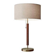 Adesso - Hamilton 1-Light Table Lamp, Walnut and Antique Brass - Table Lamps
