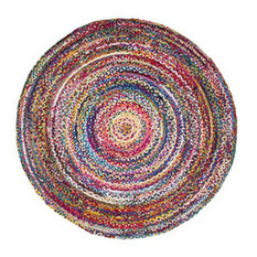 nuLOOM - nuLOOM Chindi Hand-Braided Rug, Multicolor, 6'x6' Round - Area Rugs