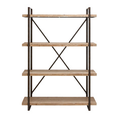 Brimfield & May - Metal and Wood 4-Shelf Bookcase - Bookcases