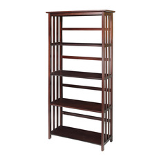 Casual Home - Mission 5-Shelf Bookcase, Walnut - Bookcases