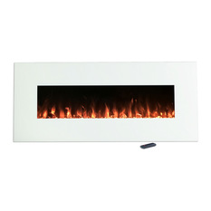 Trademark - Electric Color-Changing Wall-Mounted Fireplace, White, 50" - Indoor Fireplaces