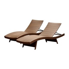 Abbyson Living - Abbyson Living Palermo Outdoor Wicker Chaises, Brown, Set of 2 - Outdoor Chaise Lounges