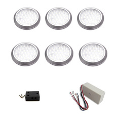 macLEDs - 6 Piece Puck Light Kit With Dimmable Hard Wired Transformer - Undercabinet Lighting