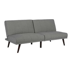 DHP - DHP Lone Pine Linen Convertible Sofa, Gray With Dark Wooden Legs - Futons