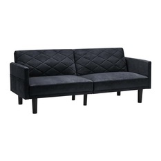 DHP - DHP Cortland Microfiber Convertible Sofa, Navy Blue - Futons