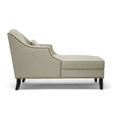 Baxton Studio - Asteria Putty Gray Linen Modern Chaise Lounge - Indoor Chaise Lounge Chairs