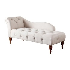 Bowery Hill - Bowery Hill Tufted Velvet Chaise Lounge, Ivory - Indoor Chaise Lounge Chairs