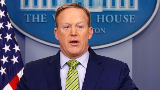 White House press secretary Sean Spicer pushed Trump's message on the media's reporting on terror attacks.