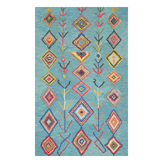 nuLOOM Triangles Wool Rug, Turquoise, 5'x8' - Area Rugs